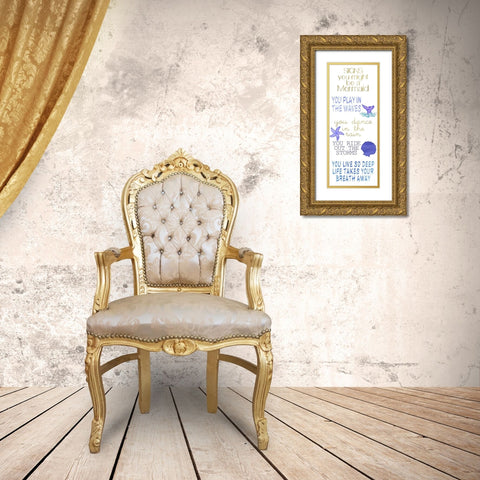 Mermaid Signs v2 Gold Ornate Wood Framed Art Print with Double Matting by Kimberly, Allen
