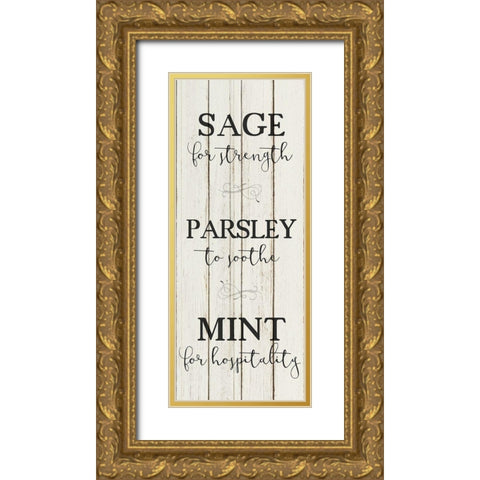 Herbs For 1 Gold Ornate Wood Framed Art Print with Double Matting by Kimberly, Allen