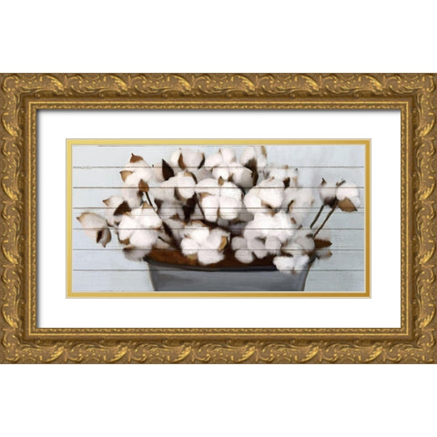 Cotton Gather 1 Gold Ornate Wood Framed Art Print with Double Matting by Kimberly, Allen