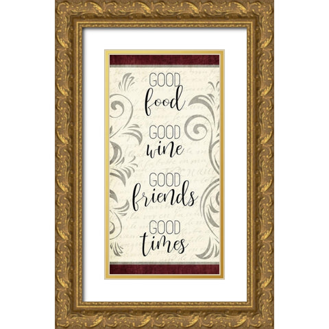 Good Wine 1 Gold Ornate Wood Framed Art Print with Double Matting by Kimberly, Allen