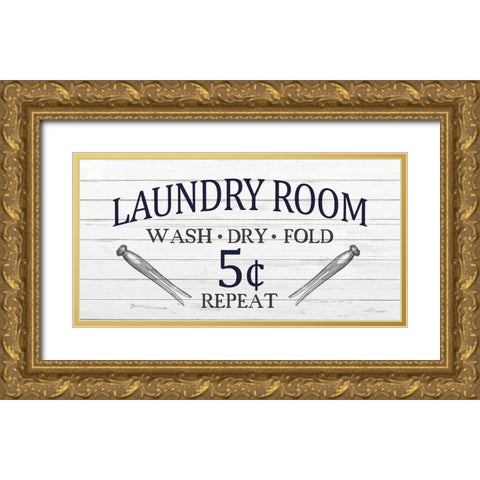 Laundry Room Gold Ornate Wood Framed Art Print with Double Matting by Kimberly, Allen