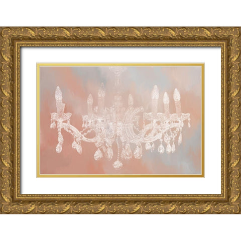 Blush Chandelier Gold Ornate Wood Framed Art Print with Double Matting by Kimberly, Allen