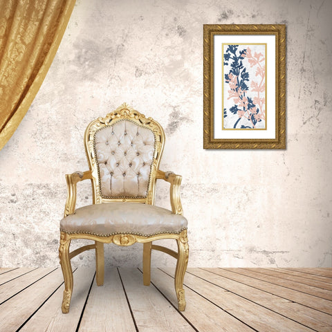 Navy Branches 4 Gold Ornate Wood Framed Art Print with Double Matting by Kimberly, Allen