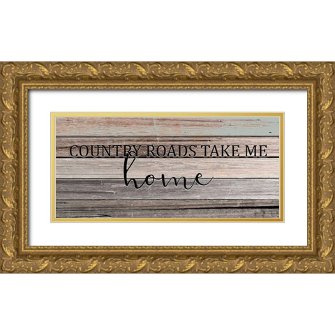 Country Roads Gold Ornate Wood Framed Art Print with Double Matting by Kimberly, Allen