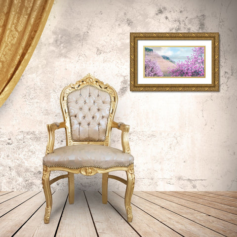 Hillside Blooms Gold Ornate Wood Framed Art Print with Double Matting by Kimberly, Allen