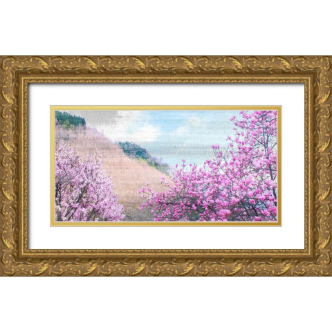 Hillside Blooms Gold Ornate Wood Framed Art Print with Double Matting by Kimberly, Allen