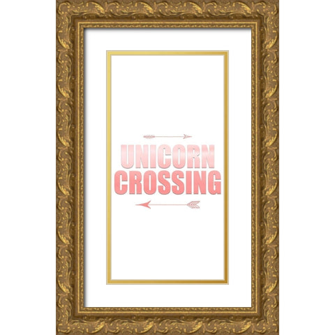 Ombre Unicorn 2 Gold Ornate Wood Framed Art Print with Double Matting by Kimberly, Allen