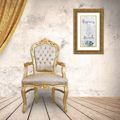 Happiness Beach 1 Gold Ornate Wood Framed Art Print with Double Matting by Kimberly, Allen