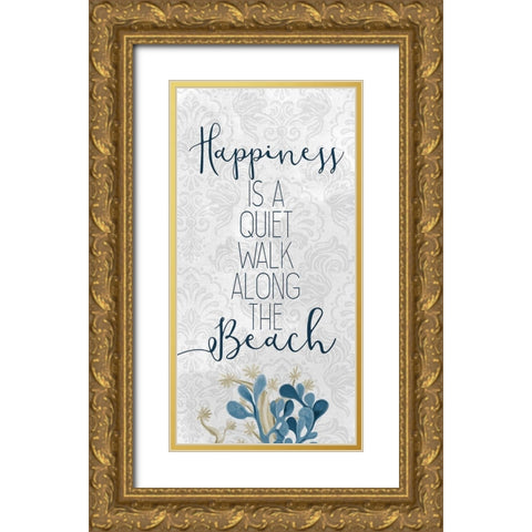 Happiness Beach 1 Gold Ornate Wood Framed Art Print with Double Matting by Kimberly, Allen