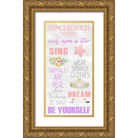 Rules for Princesses 1 Gold Ornate Wood Framed Art Print with Double Matting by Kimberly, Allen