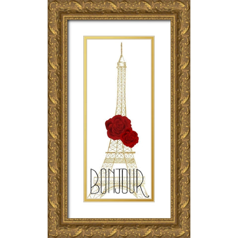 Love Paris 1 Gold Ornate Wood Framed Art Print with Double Matting by Kimberly, Allen