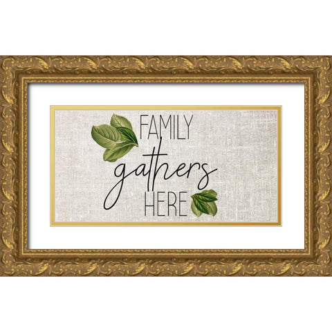 Family Gathers Gold Ornate Wood Framed Art Print with Double Matting by Kimberly, Allen