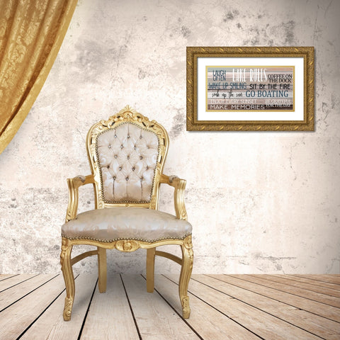 Lake Rules Gold Ornate Wood Framed Art Print with Double Matting by Allen, Kimberly