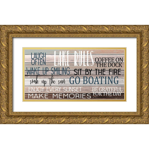 Lake Rules Gold Ornate Wood Framed Art Print with Double Matting by Allen, Kimberly