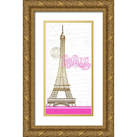 I Love Paris 1 Gold Ornate Wood Framed Art Print with Double Matting by Allen, Kimberly