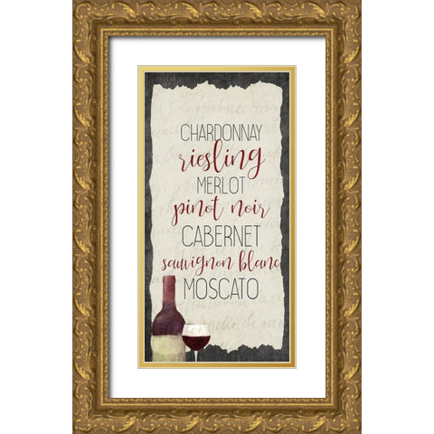 Good Wine Gold Ornate Wood Framed Art Print with Double Matting by Allen, Kimberly