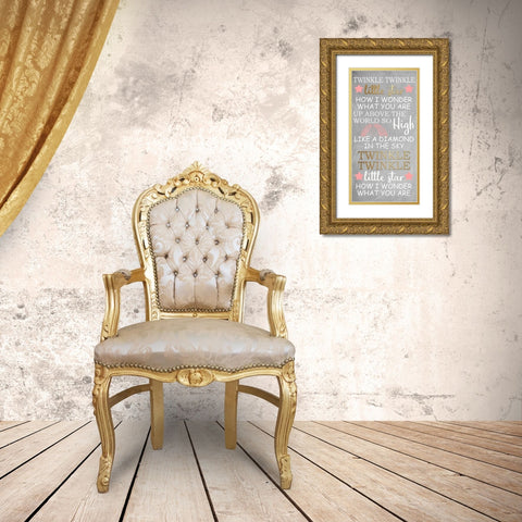 Twinkle 1 Grey Gold Ornate Wood Framed Art Print with Double Matting by Allen, Kimberly