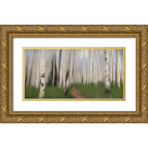 Path through the Aspens Gold Ornate Wood Framed Art Print with Double Matting by Allen, Kimberly