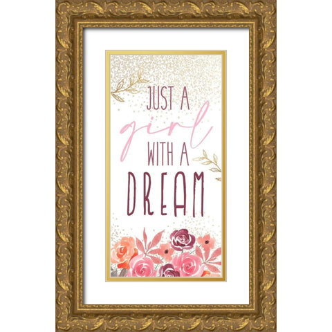 Just a Girl 1 V2 Gold Ornate Wood Framed Art Print with Double Matting by Allen, Kimberly