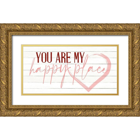 Happy Place Gold Ornate Wood Framed Art Print with Double Matting by Allen, Kimberly