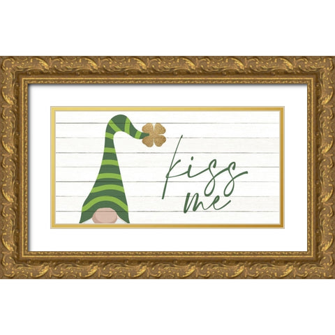 Kiss Me Gold Ornate Wood Framed Art Print with Double Matting by Allen, Kimberly