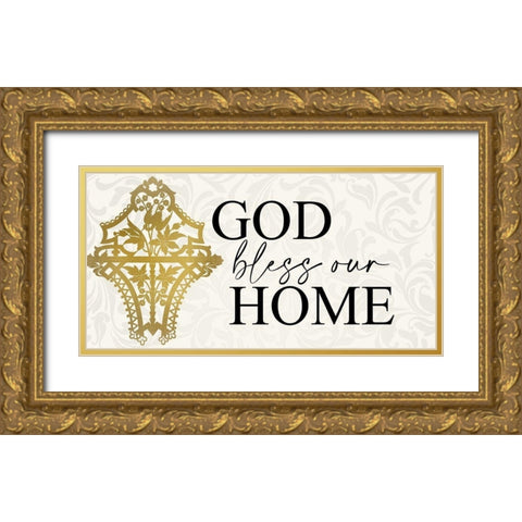 Bless our Home Gold Ornate Wood Framed Art Print with Double Matting by Allen, Kimberly