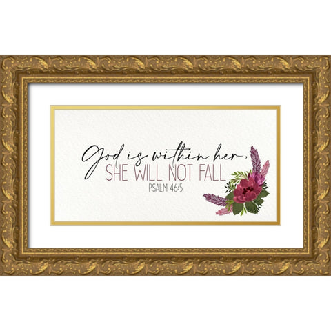 She Will Not Fall Gold Ornate Wood Framed Art Print with Double Matting by Allen, Kimberly
