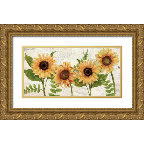 Sunflower Letters Gold Ornate Wood Framed Art Print with Double Matting by Allen, Kimberly