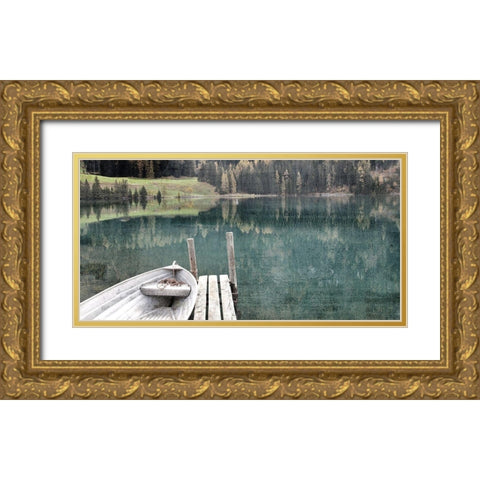 Boat Dock Gold Ornate Wood Framed Art Print with Double Matting by Allen, Kimberly