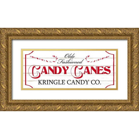 Old Fashioned Candy Canes Gold Ornate Wood Framed Art Print with Double Matting by Allen, Kimberly