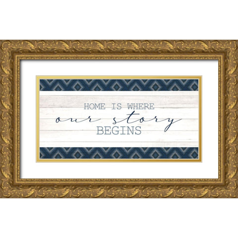 Story Begins Gold Ornate Wood Framed Art Print with Double Matting by Allen, Kimberly