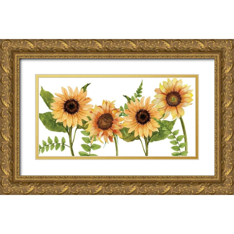Sunflower Letters v2 Gold Ornate Wood Framed Art Print with Double Matting by Allen, Kimberly