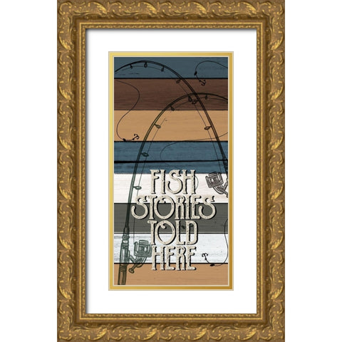 Fishing Panel 1 V2 Gold Ornate Wood Framed Art Print with Double Matting by Allen, Kimberly