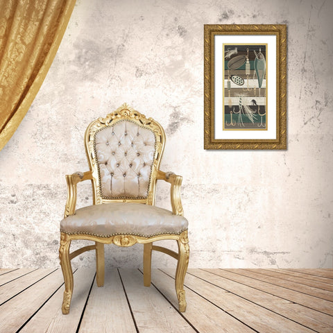 Fishing Panel 2 Gold Ornate Wood Framed Art Print with Double Matting by Allen, Kimberly