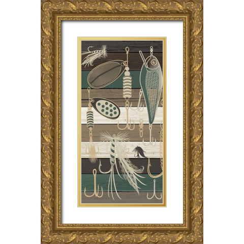 Fishing Panel 2 Gold Ornate Wood Framed Art Print with Double Matting by Allen, Kimberly