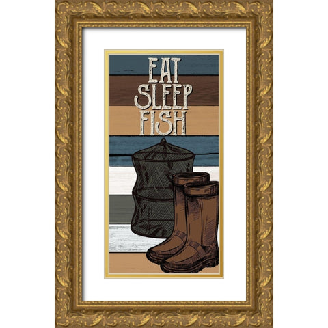 Fishing Panel 3 V2 Gold Ornate Wood Framed Art Print with Double Matting by Allen, Kimberly