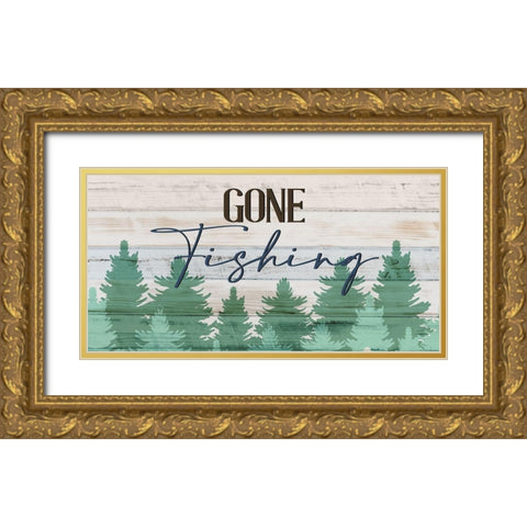 Gone Fishing Gold Ornate Wood Framed Art Print with Double Matting by Allen, Kimberly
