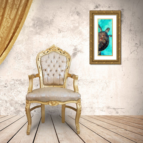 Sea Turtle 2 Gold Ornate Wood Framed Art Print with Double Matting by Allen, Kimberly