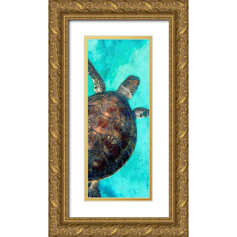 Sea Turtle 2 Gold Ornate Wood Framed Art Print with Double Matting by Allen, Kimberly
