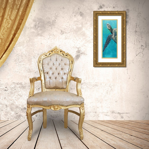 Sea Turtle 3 Gold Ornate Wood Framed Art Print with Double Matting by Allen, Kimberly