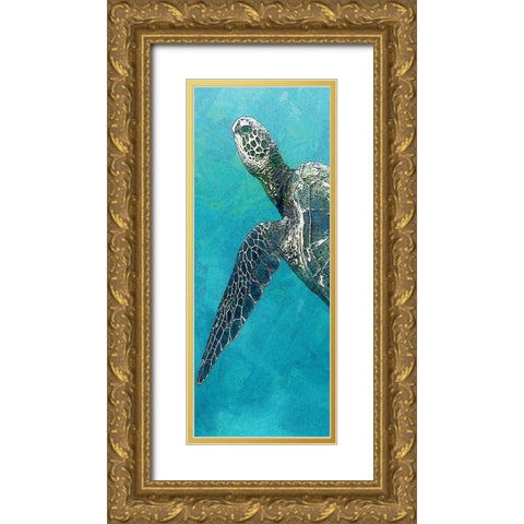 Sea Turtle 3 Gold Ornate Wood Framed Art Print with Double Matting by Allen, Kimberly