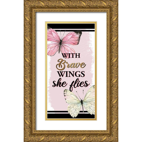 Brave Wings 1 Gold Ornate Wood Framed Art Print with Double Matting by Allen, Kimberly