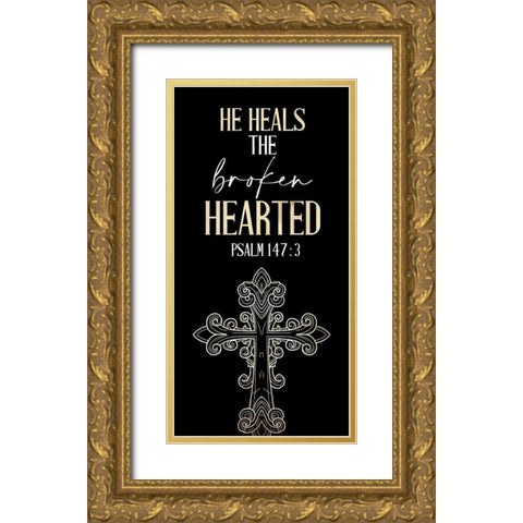 He Heals Gold Ornate Wood Framed Art Print with Double Matting by Allen, Kimberly