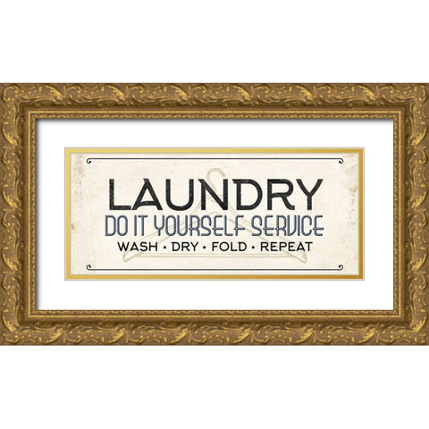 Do It Yourself Laundry Gold Ornate Wood Framed Art Print with Double Matting by Allen, Kimberly