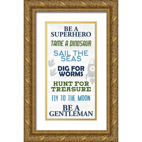 Boy Rules 1 Gold Ornate Wood Framed Art Print with Double Matting by Allen, Kimberly