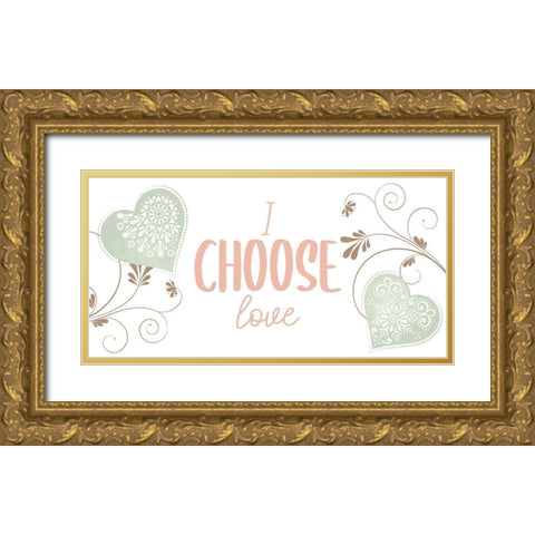 My Heart 3 Gold Ornate Wood Framed Art Print with Double Matting by Allen, Kimberly