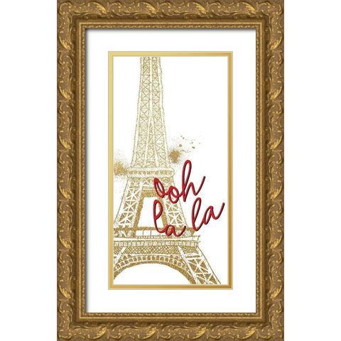 I Love Paris 3 V2 Gold Ornate Wood Framed Art Print with Double Matting by Allen, Kimberly