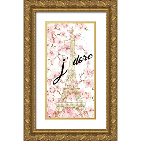 Jadore Blossoms V2 Gold Ornate Wood Framed Art Print with Double Matting by Allen, Kimberly