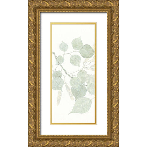 Soft Leaves 1 Gold Ornate Wood Framed Art Print with Double Matting by Allen, Kimberly