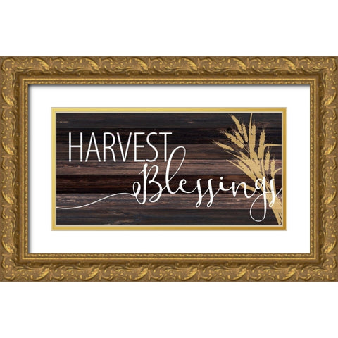 Harvest Blessings Gold Ornate Wood Framed Art Print with Double Matting by Allen, Kimberly